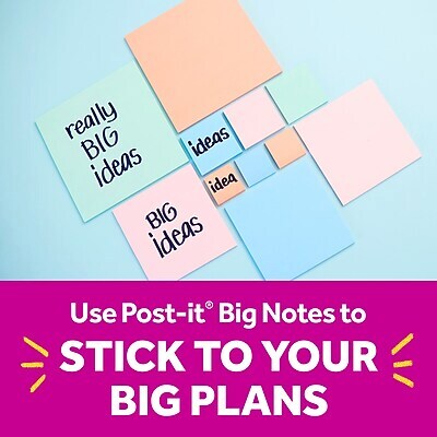 Post-it Super Sticky Big Notes, 8" x 8", Papaya Fizz, 30 Sheet/Pad, 1 Pad (BN-8PFZ)
