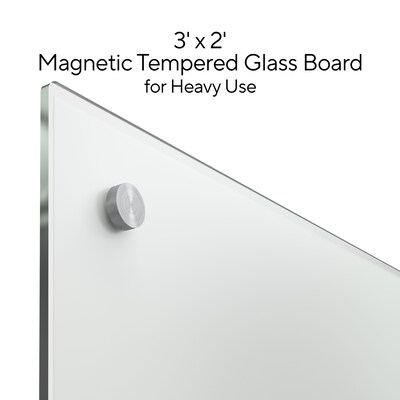 TRU RED™ Magnetic Tempered Glass Dry Erase Board, White, 3' x 2' (TR61195)