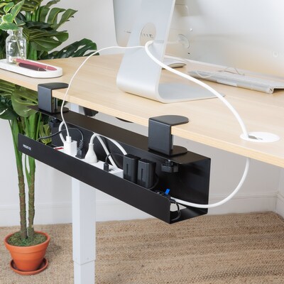 Mount-It! Clamp-on Under Desk Cable Management Tray, Holds up to 11 lbs., Matte Black (MI-7286BLK)