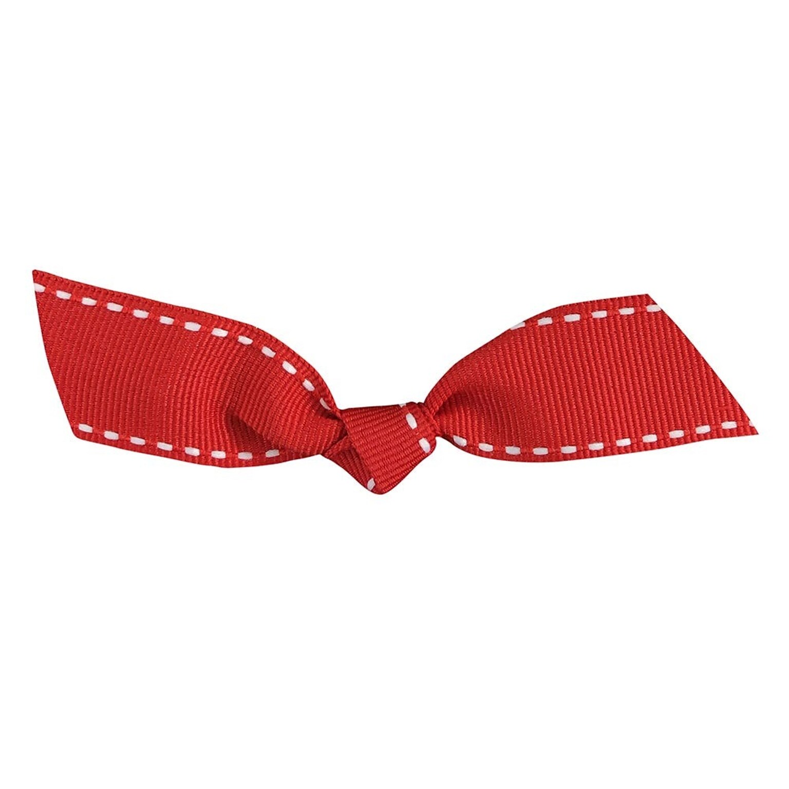 JAM Paper Grosgrain Bows, Red and White Stitch Flair, 100/Pack (52640349323)