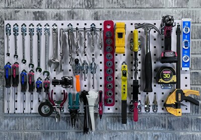 Triton Products LocBoard Kit, (2) 18" x 36" x 9/16" Steel Square Hole Pegboards, 28 Hooks and 2 Bins (LB18-CK)