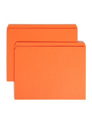 Smead File Folders, Reinforced Straight-Cut Tab, Letter Size, Orange, 100/Box (12510)