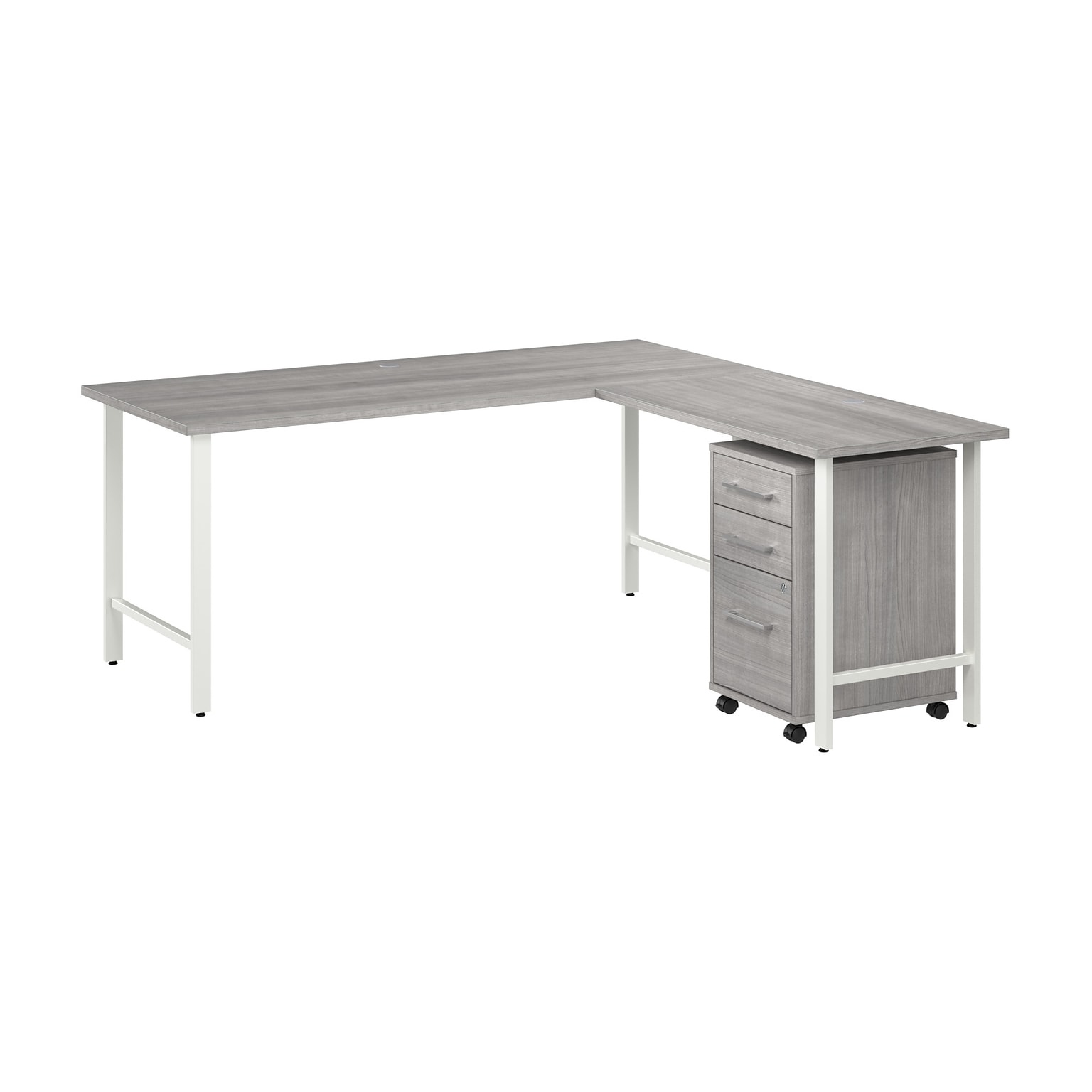 Bush Business Furniture Hustle 72W L Shaped Computer Desk with 3 Drawer Mobile File Cabinet, Platinum Gray (HUS013PG)