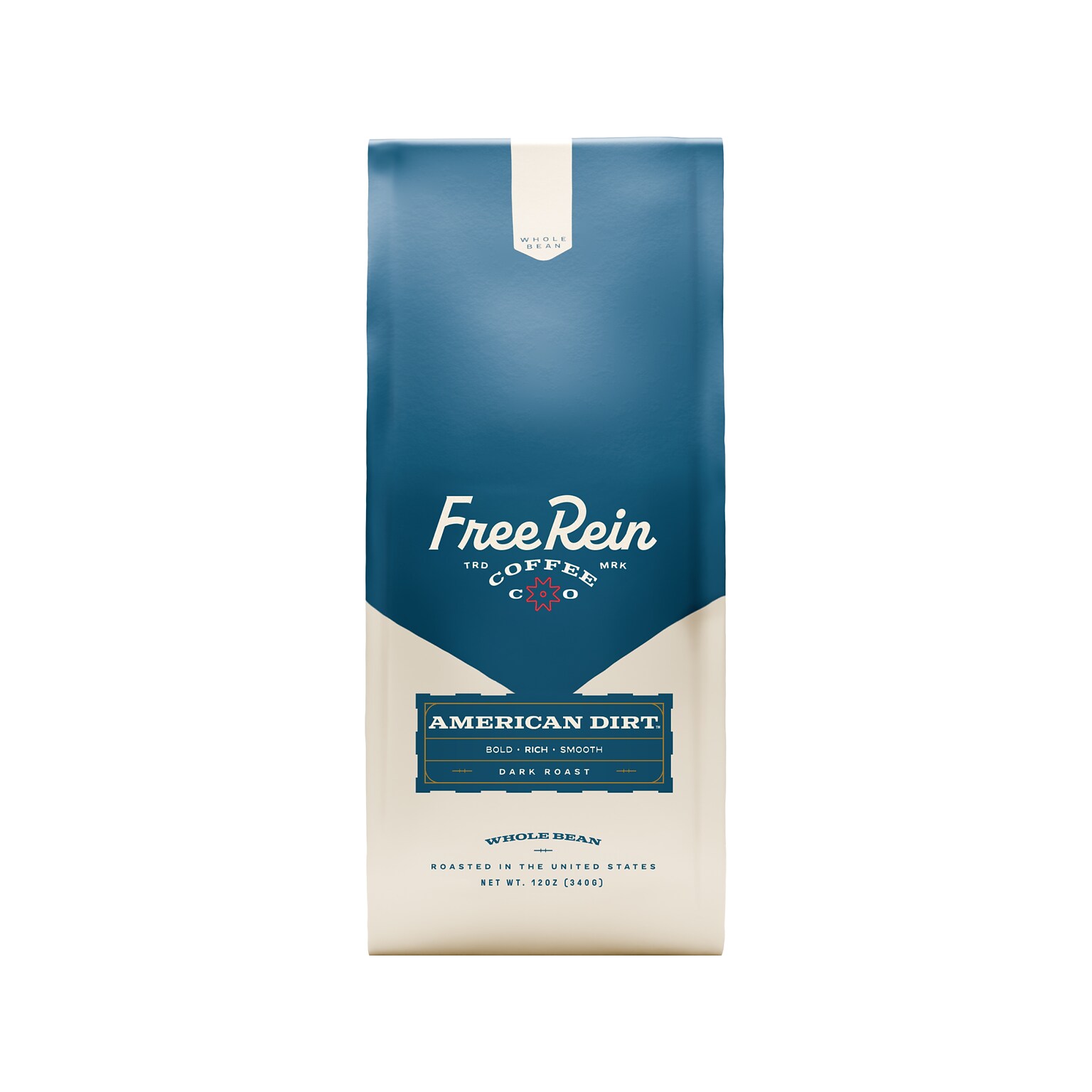 Free Rein American Dirt Whole Bean Coffee Packet, Dark Roast, 12 oz. (810138360088)