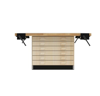 Diversified Woodcrafts 4-Station Workbench with 4 Vises, Light Hardwood, 32"H x 64"W x 54"D