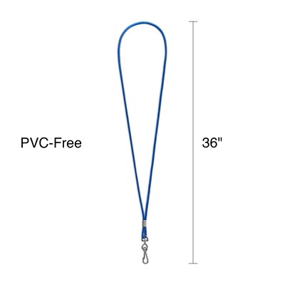 Staples® Lanyards with Swivel Clip, 36" Length, Nylon, Blue, 12/Pack (18917)