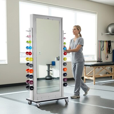 Viva Comfort Mobile Cuff Weight and Dumbbell Mirror Rack with Dumbbells, Gray (ME908-01-920-1102PK-MK)