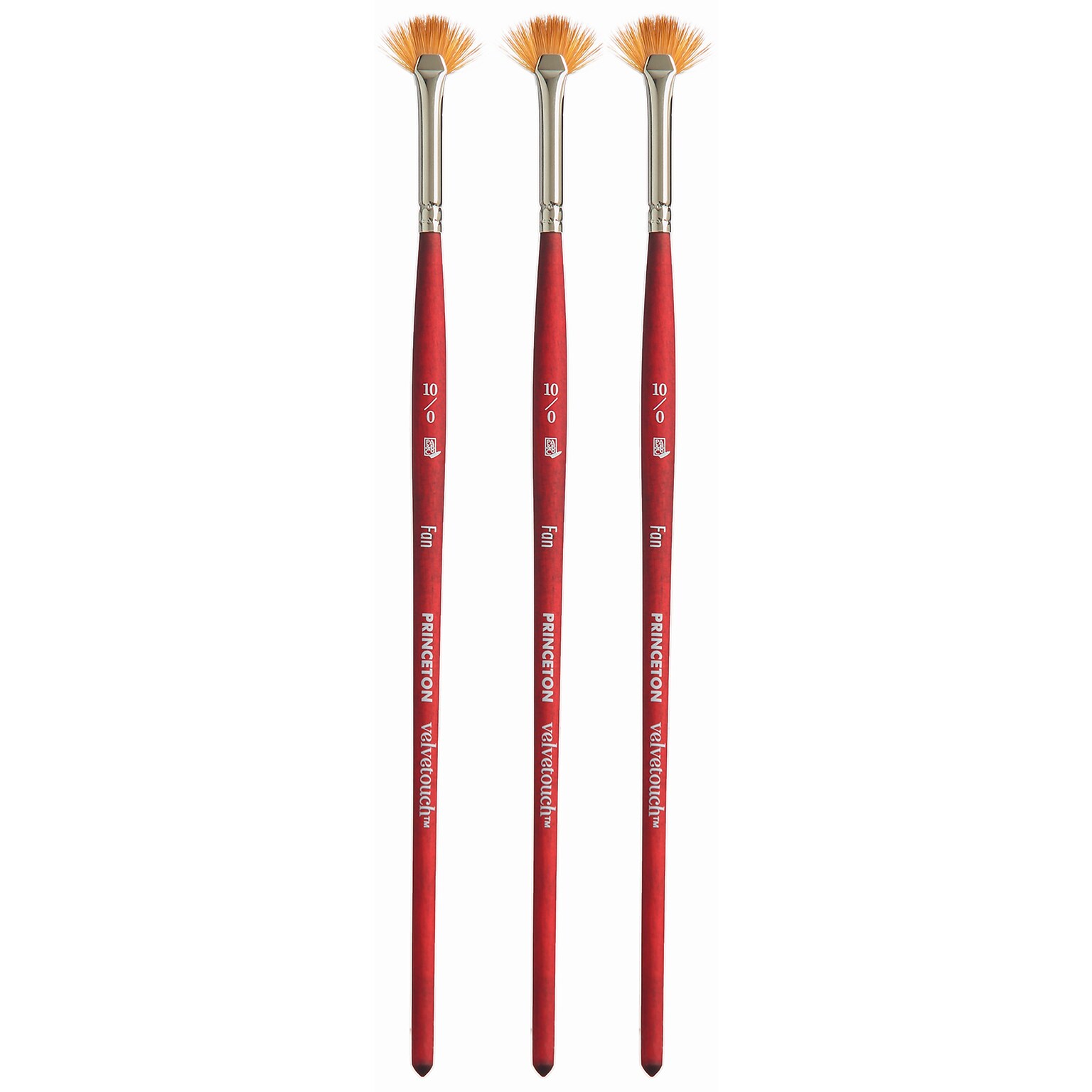 Princeton Velvetouch Short Handle Mixed Media Synthetic Fan Brush, 3/Pack (PBXP3950FN100-3)