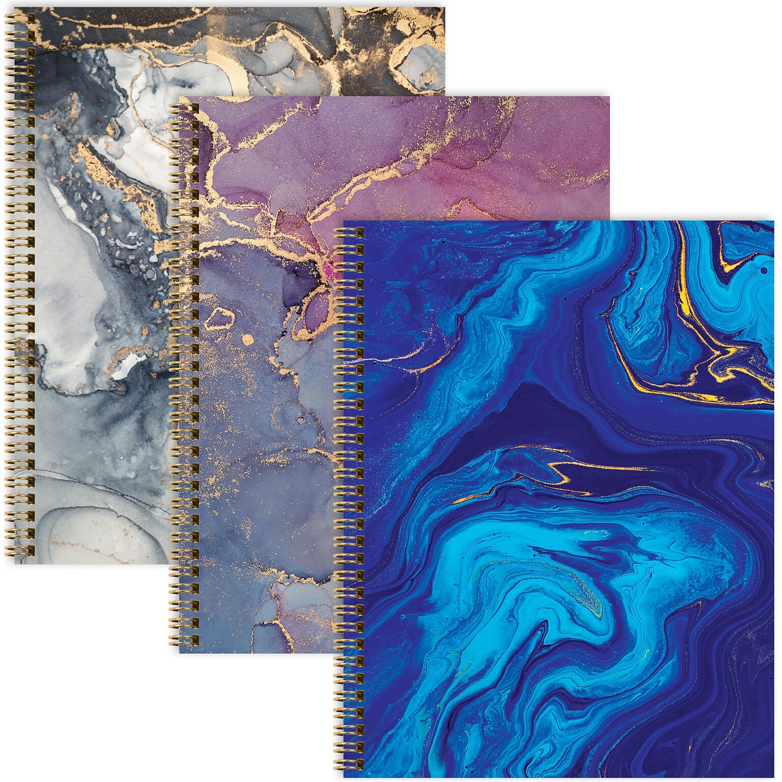 Global Printed Products 1-Subject Notebooks, 8.5x11, College Ruled, 120 Sheets, Marble, 3/Pack (GPP-0104-B)