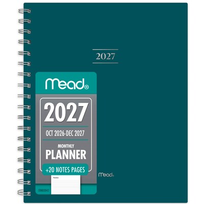 2027 Mead Essentials 7 x 8 Calendar Year Monthly Planner, Plastic Cover, Teal (CRM8304227)