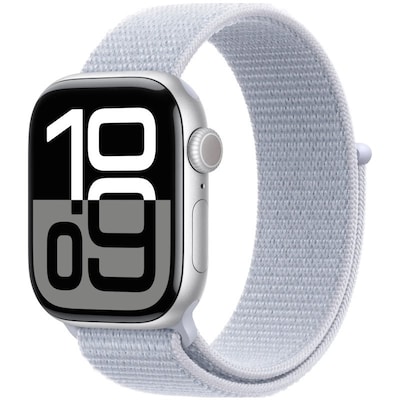 Apple Watch Series 10 GPS + Cellular 42mm Silver Alum Case with Blue Cloud Sport Loop