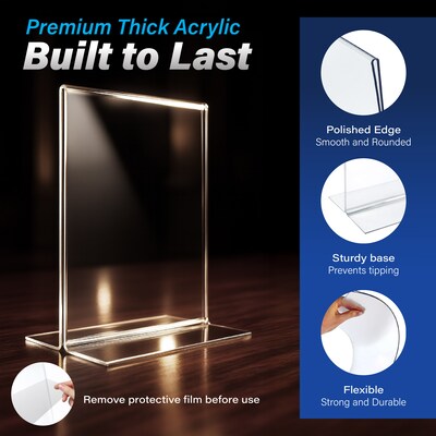 Azar 8.5" x 11" Sign Holder, Desktop/Countertop, Bottom Loading, Plastic, 3/Pack (152430-3PK)