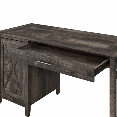 Bush Furniture Key West 54"W Computer Desk with Keyboard Tray and Storage, Dark Gray Hickory (KWD154GH-03)