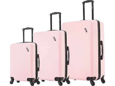 DUKAP DISCOVERY Polycarbonate/ABS 3-Piece Luggage Set, Pink (DKDISSML-PNK)