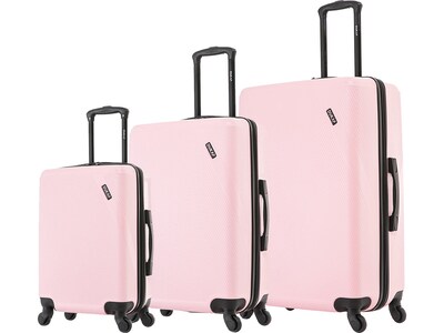 DUKAP Discovery 3-Piece Hardside Spinner Luggage Set, TSA Checkpoint Friendly, Pink (DKDISSML-PNK)