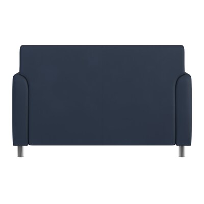 Flash Furniture Hercules Diplomat LeatherSoft Loveseat, Navy/Chrome Legs (BT8272NVYCHR)