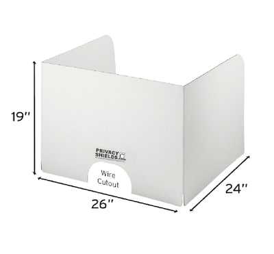 Classroom Products Foldable Cardboard Freestanding Privacy Shield, 19"H x 26"W, White, 20/Box (1920 WH)
