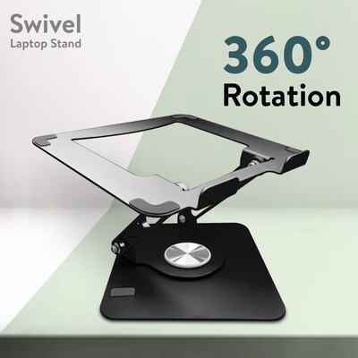 Uncaged Ergonomics 10.2" x 10" Metal Swivel Laptop Stand 2.0, Black (SLS-Black)