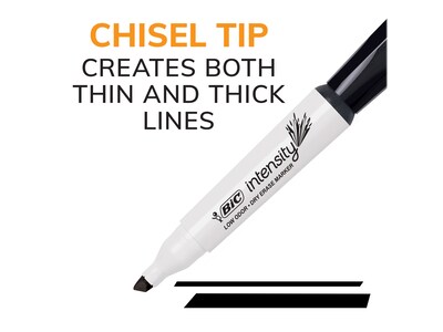 BIC Intensity Tank Dry Erase Markers, Chisel Tip, Assorted Colors, 12/Pack (GDEM11MA-AST)