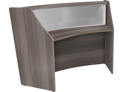 Regency Marque 72"W Curved Reception Desk Workstation, Driftwood Gray (77310GY)