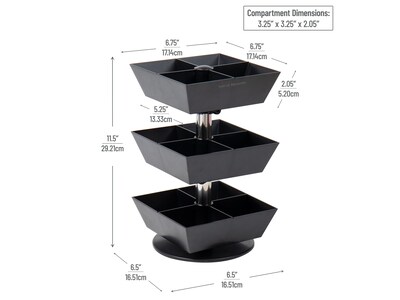Mind Reader 12-Compartment Plastic Tea and Condiment Carousel, Black (TEASWIV3T-BLK)