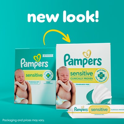 Pampers Sensitive Baby Wipes, 2 Flip-Top Packs, 168 Total Wipes (870870)