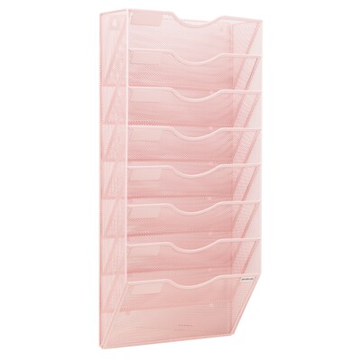 Mind Reader 8-Compartment Wall Mountable Metal File Organizer, Pink (MAG8C-PNK)