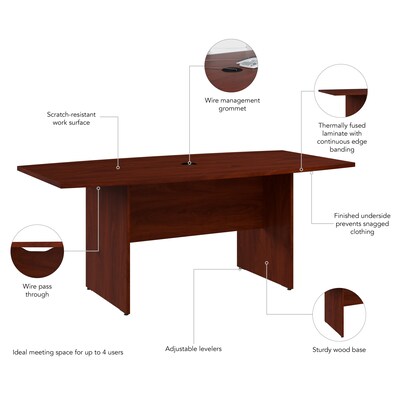 Bush Business Furniture 72W x 36D Boat Shaped Conference Table with Wood Base, Hansen Cherry (99TB7236HC)