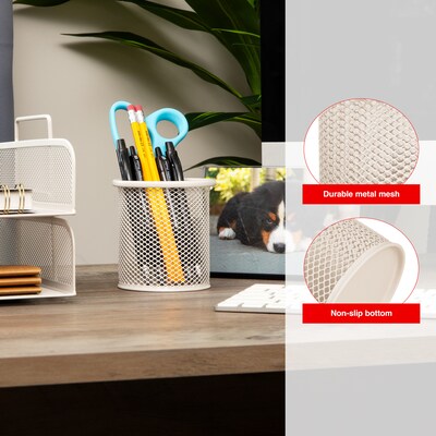 Staples Metal Mesh Pen Cup, Warm White (ST63820)