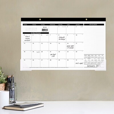 2026 AT-A-GLANCE 17.75" x 11" Monthly Desk Pad Calendar, White/Black (SK14-00-26)
