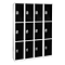 AdirOffice 72 3-Tier Key Lock Black Steel Storage Locker, 4/Pack (629-203-BLK-4PK)