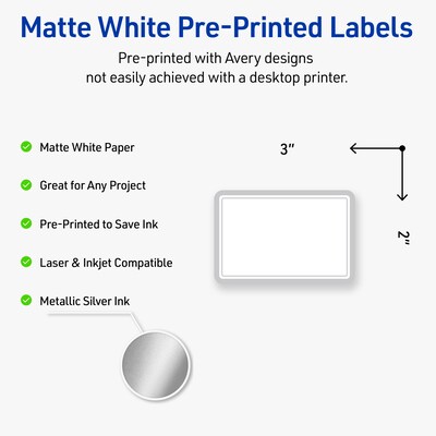 Avery Laser/Inkjet Rectangle Multipurpose Labels, 2 x 3, White, 80/Pack (S00F38)