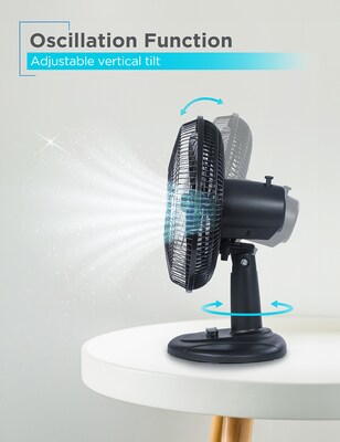 Black & Decker 12" Oscillating Desk Fan, 3-Speed, Black (BFDT12SB)