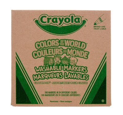 Crayola Colors of the World Washable Kids Marker, Broad, Assorted Colors, 24/Pack, 10 Packs/Carton (588228)