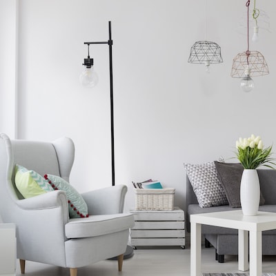 Lalia Home Black Matte Light Beacon Floor Lamp with Clear Glass Shade (LHF-5018-BK)