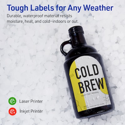 Avery Waterproof Arched Laser Multipurpose Labels, 4.75" x 3.5", White, 200/Box (19479399150)