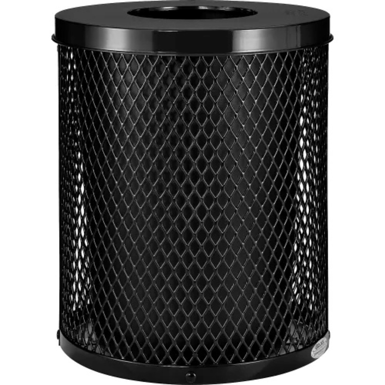 Global Industrial Outdoor Diamond Steel Trash Can w/ Flat Lid, 36 Gallon, Black (261924BK)