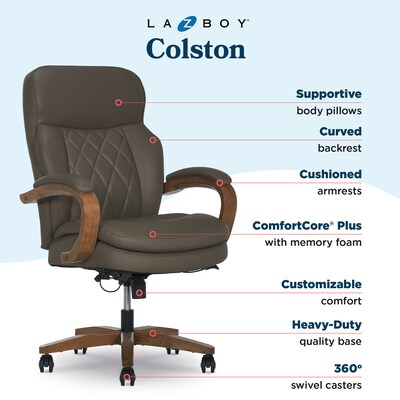 La-Z-Boy Colston Ergonomic Vegan Leather Swivel Executive Chair, Mocha Brown (60120-MBRN)