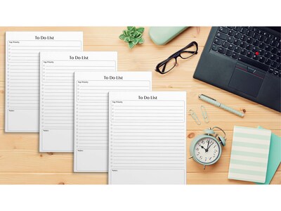 Better Office To-Do List Notepad, 8.5" x 11", Ruled, White, 50 Sheets/Pad, 4 Pads/Pack (25833-4PK)