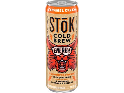 Stok Energy Caramel Cream Cold Brew Coffee, 11 oz., 12 Cans/Carton (196067)