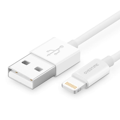 Overtime Apple MFI Certified Lightning to USB-A Charging Cable, 10ft., White (MFIWHITE10FT)