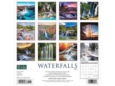 2024 Willow Creek Waterfalls 12 x 12 Monthly Wall Calendar (35788)