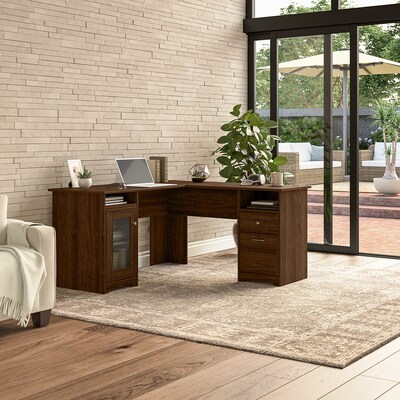 Bush Furniture Cabot 60"W L Shaped Computer Desk, Modern Walnut (WC31030-03K)