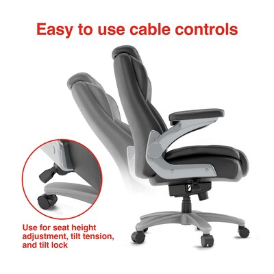 Staples Randolph Ergonomic Bonded Leather Executive Big & Tall Chair, 400 lb. Capacity, Black (ST62818)