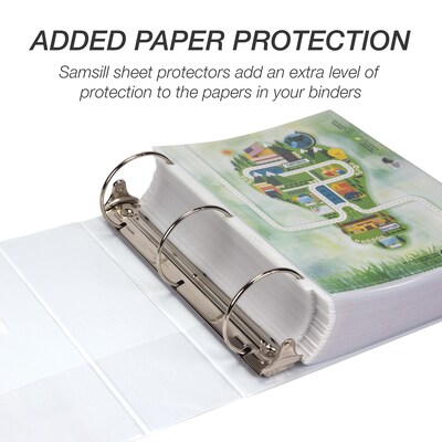 Samsill Earth's Choice Plant-Based Durable  4" View Binder,  3-Ring , Made in USA, White (18997)