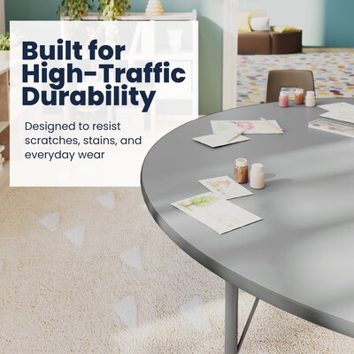 Flash Furniture Wren Kidney Activity Table, 72" x 48", Height Adjustable, Gray Top/Silver Frame (XUA4872KDGYTPC)