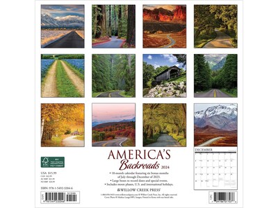 2024 Willow Creek America's Backroads 12" x 12" Monthly Wall Calendar  (32046X)