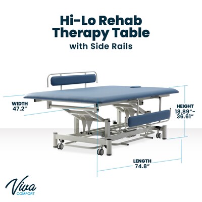 Viva Comfort Elite-Line Adjustable Exam Table with Side Rails, 550 lbs. Capacity, Blue (ADIME903-02-MK)