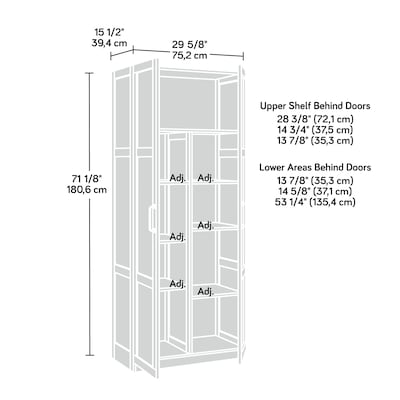 Sauder Select 71H Storage Cabinet with 7 Shelves, Harmony Ash (443649)
