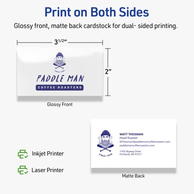 Avery Business Cards, 2" x 3-1/2" , Glossy White, 500/Box (95318)